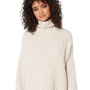 Free People “Coastal Grandmother” Oversized Chunky Knit Mock Neck Sweater
